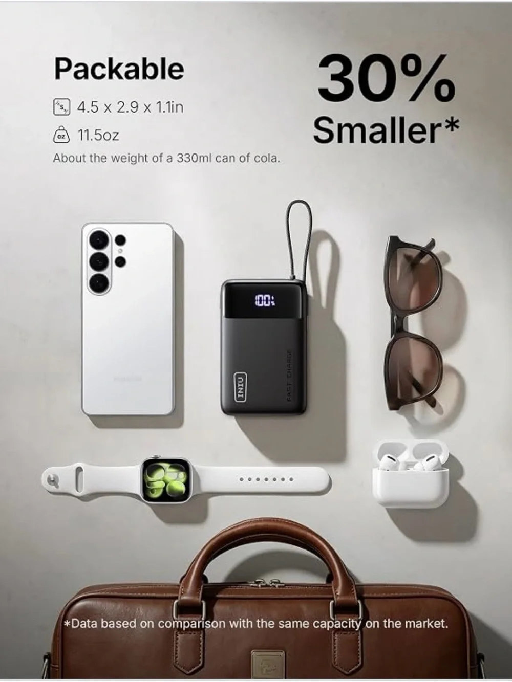 45W Fast Charge Portable Power Bank - Black